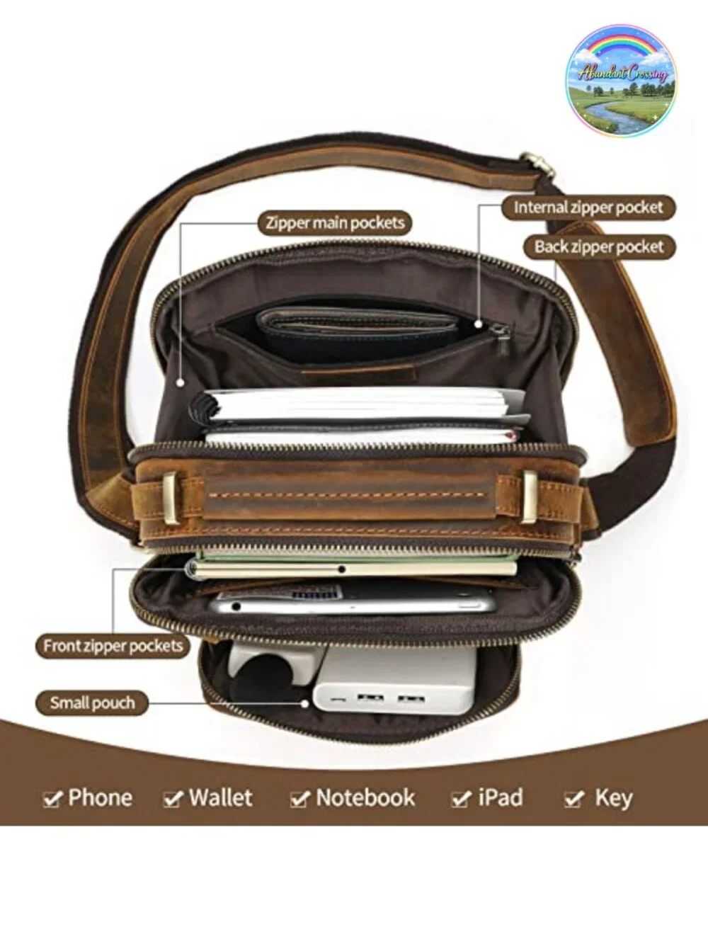 Genuine Cowhide Leather Messenger Bag Crossbody Man Purse Work Business
